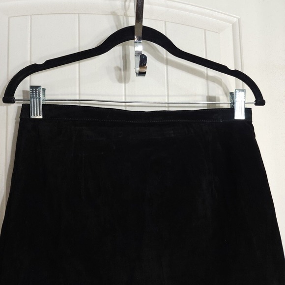 Vintage Rem Garson Pencil Skirt Womens 8 Black Suede Lined Back Slit Zip - Picture 3 of 8